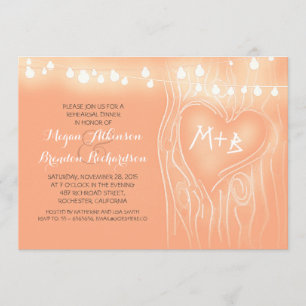 peach lights tree romantic rehearsal dinner invitation