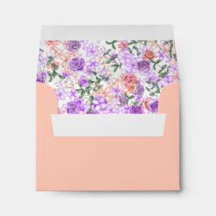 Peach, Lilac Pre-addressed Monogram Wedding Envelope