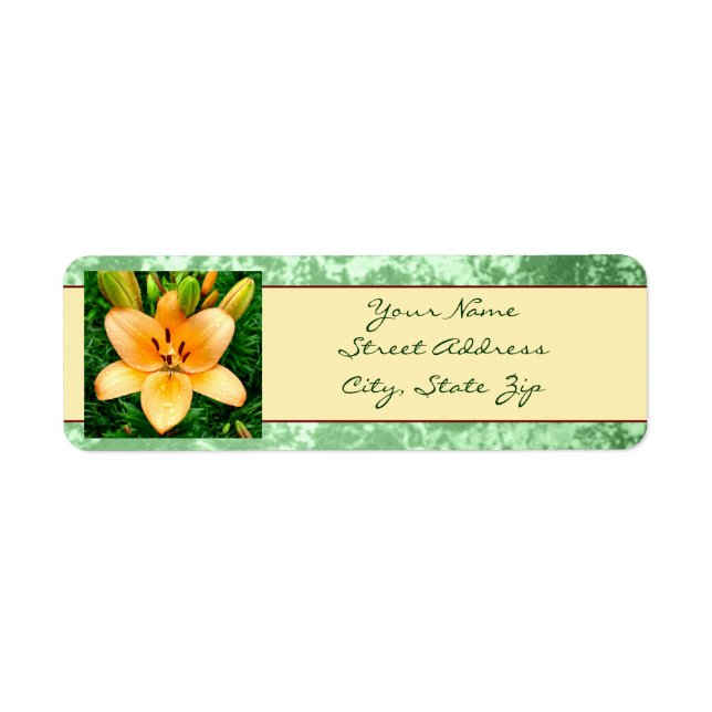 Peach Lily Photo Return Address Label (Front)