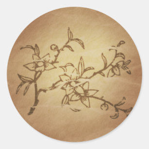 Peach Long Life Fame Chinese Magic Charms Classic Round Sticker