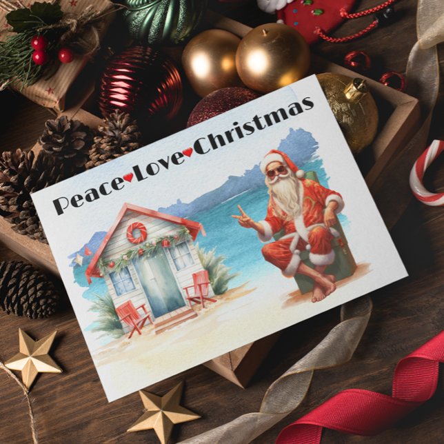 Peach Love Christmas Santa Beach Holiday Card (Creator Uploaded)