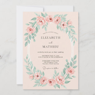 Peach Luminous Botanical Wedding Invitation