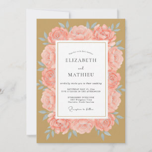 Peach Luminous Floral Wedding Invitation