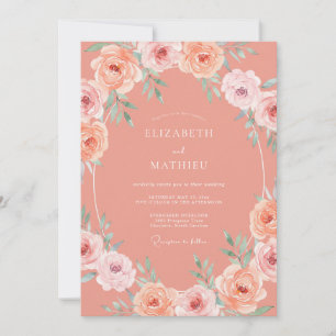 Peach Lush Botanical Summer Wedding Invitation