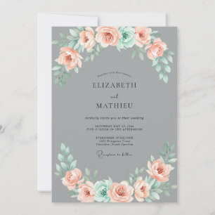 Peach Lush Succulent Wedding Invitation