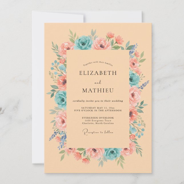 Peach Lush Summer Wedding Invitation (Front)