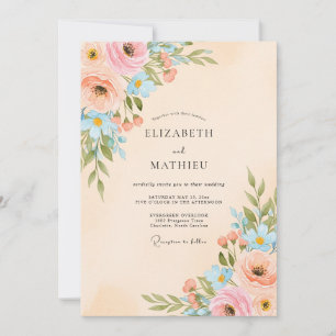 Peach Lustrous Spring Wedding Invitation