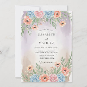 Peach Lyrical Spring Wedding Invitation