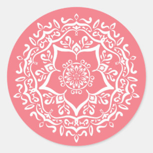 Peach Mandala Classic Round Sticker