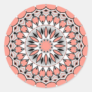 Peach Mandala (Design 1) Stickers