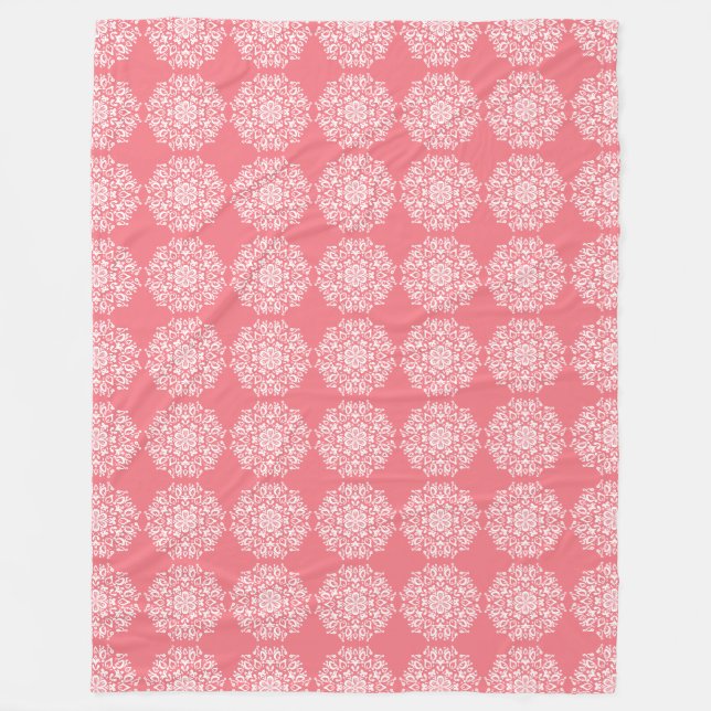Peach Mandala Fleece Blanket (Front)