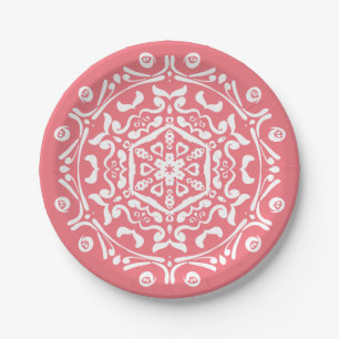 Peach Mandala Paper Plate