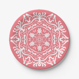 Peach Mandala Paper Plate