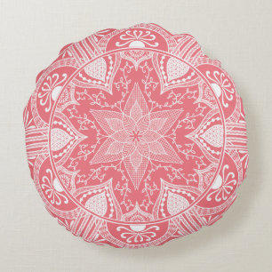 Peach Mandala Round Cushion