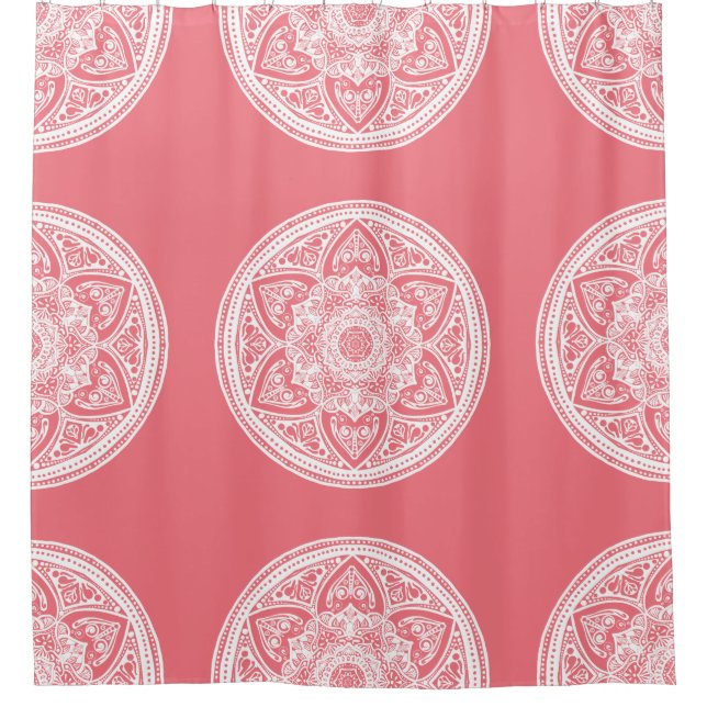 Peach Mandala Shower Curtain (Front)