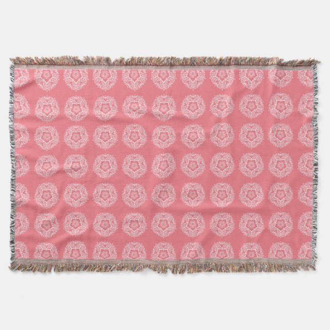 Peach Mandala Throw Blanket (Front)