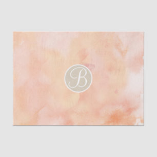 Peach Marble Watercolor Monogram Letter Initial Tissue Paper