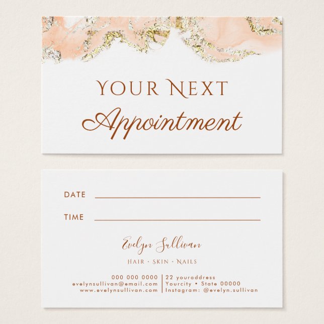 peach marbling design Appointment Card (Front & Back)