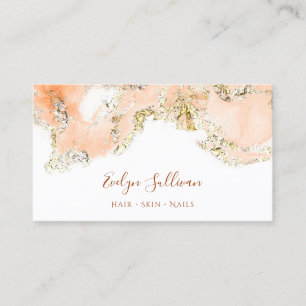 peach marbling design business card