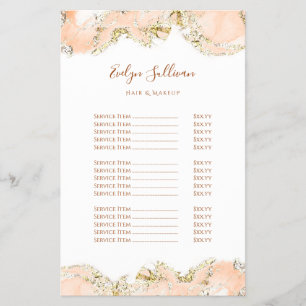 Peach marbling design price list flyer