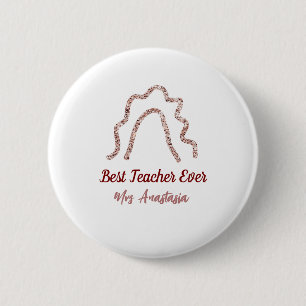 Peach marron glitter rainbow teacher appreciation 6 cm round badge