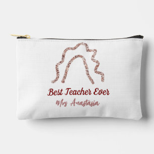 Peach marron glitter rainbow teacher appreciation accessory pouch