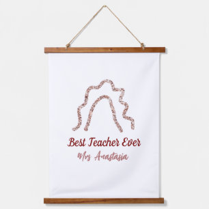 Peach marron glitter rainbow teacher appreciation hanging tapestry