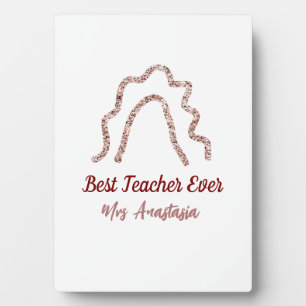 Peach marron glitter rainbow teacher appreciation plaque