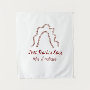 Peach marron glitter rainbow teacher appreciation tapestry