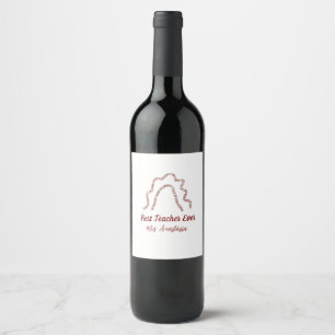 Peach marron glitter rainbow teacher appreciation wine label