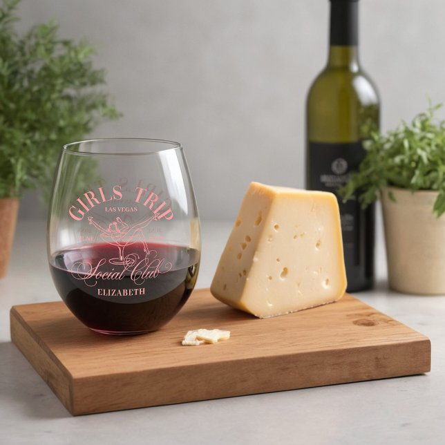 Peach Martini Social Club Girls Trip Stemless Wine Glass (Creator Uploaded)