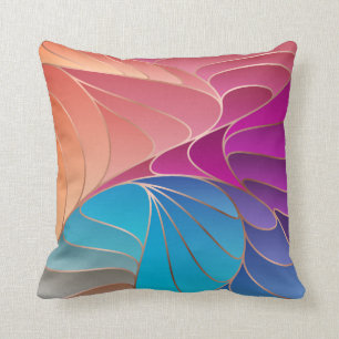 Peach, Mauve, Purple, Blue New Art Nouveau Throw P Cushion