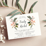 Peach Meadow Bat Mitzvah Invitation<br><div class="desc">Chic floral Bat Mitzvah invitation features your daughter's name in elegant calligraphy script,  framed by peach and blush pink flowers,  buds and greenery. Personalise with your event details beneath,  including space for both the religious ceremony and celebration or party.</div>