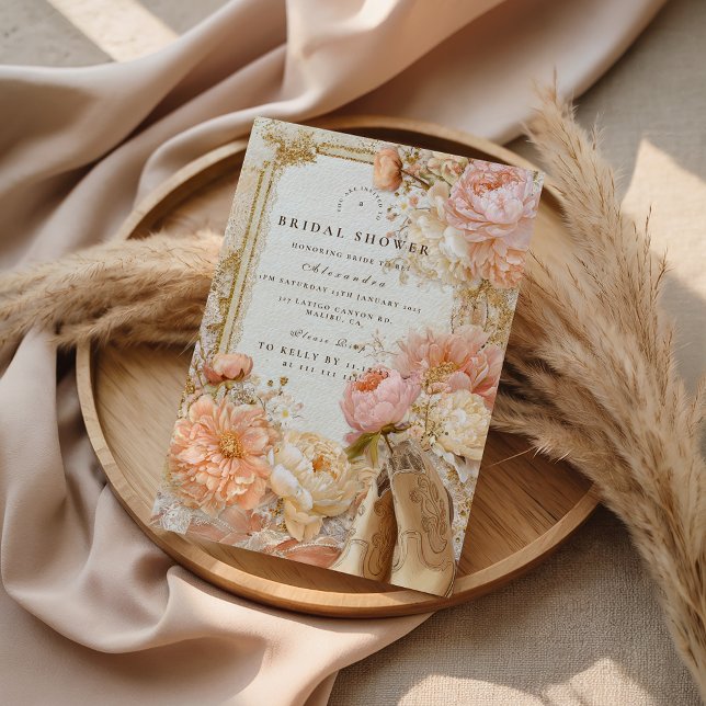 Peach Meadow Boots Bridal Shower Invitation (Creator Uploaded)