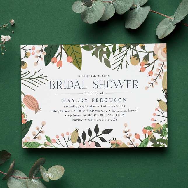 Peach Meadow Floral Botanical Bridal Shower Invitation (Creator Uploaded)