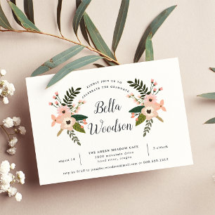 Peach Meadow Graduation Party Invitation