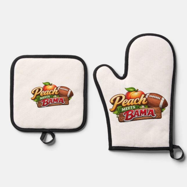 Peach Meets Bama Pot Holders Oven Mitt & Pot Holder Set (Front)