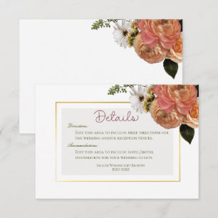 Peach Mimosa Blooms Floral Wedding Details Enclosure Card