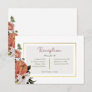 Peach Mimosa Blooms Floral Wedding Reception Enclosure Card