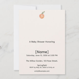 Peach Mini Baby Shower Invitation, Editable Invitation
