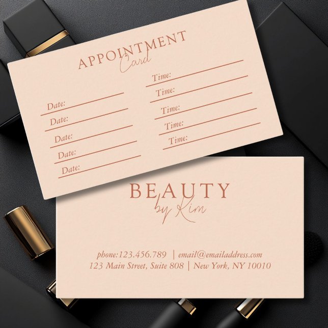 Peach, Minimal Elegant, Salon Appointment Card (Modern, simple, salon Appointment Card, Peach.)
