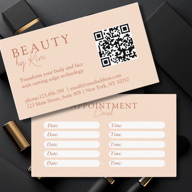 Peach, Minimal, Elegant, Salon Appointment Card (Peach, Minimal, Elegant, Salon Appointment Card)
