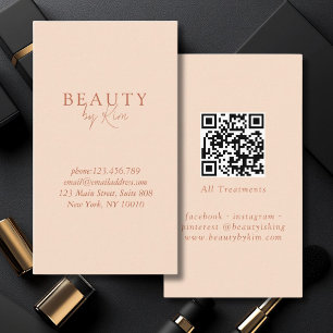Peach Minimal Elegant, Salon QR Code Business Card