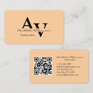 Peach Minimalist Beauty Salon Business Card