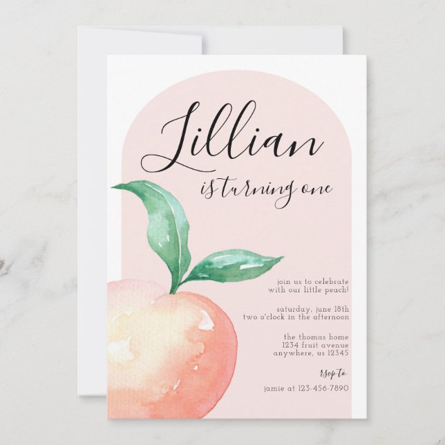 Peach Minimalist Birthday Party Invitation (Front)