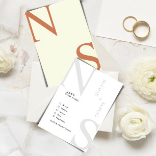 Peach Minimalist & Elegant Bold Initials Wedding RSVP Card