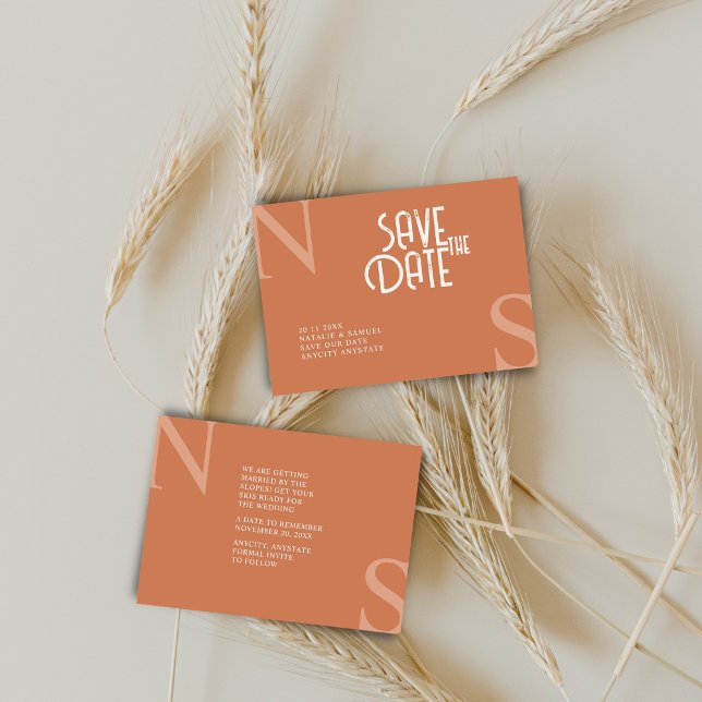Peach Minimalist & Elegant Bold Initials Wedding  Save The Date (Creator Uploaded)