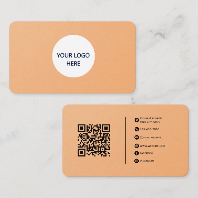 Peach Minimalist–Fully Customisable & Clean Design Business Card (Front/Back)