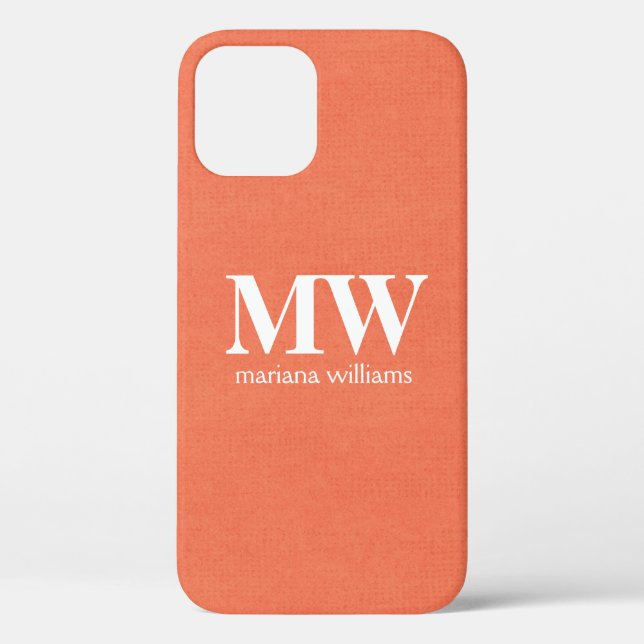 Peach Minimalist Monogram Initial Case-Mate iPhone Case (Back)