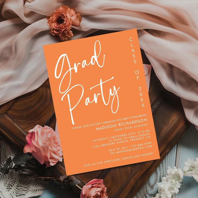 Peach Minimalist Script Modern Graduation Party  Invitation (Creator Uploaded)